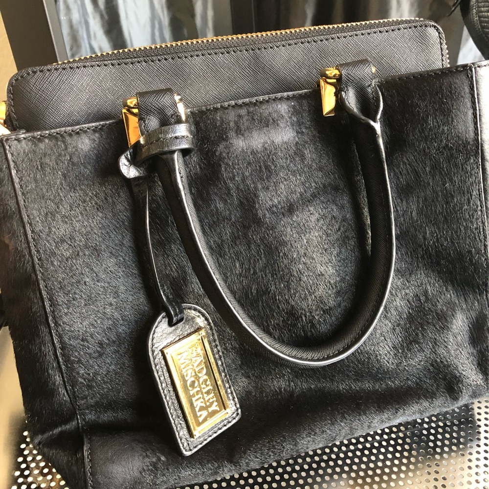 Badgley Mischka pony hair purse